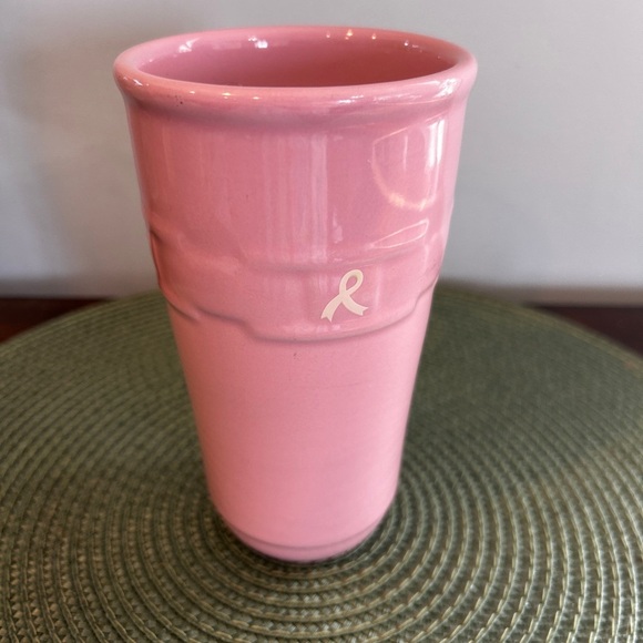 Longaberger Pottery Travel Mug /no Lid Pink Breast Cancer Awareness Holds 14 oz. - Picture 4 of 9